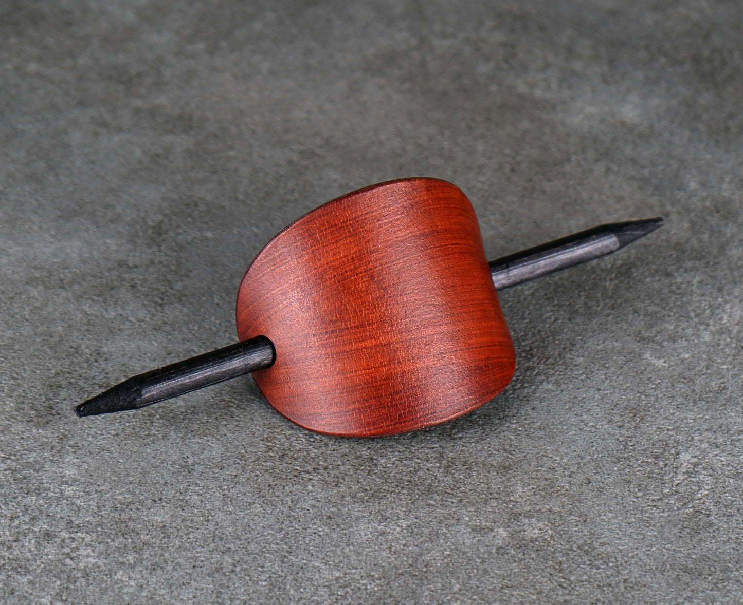 brown oval leather barrette handmade premium leather
