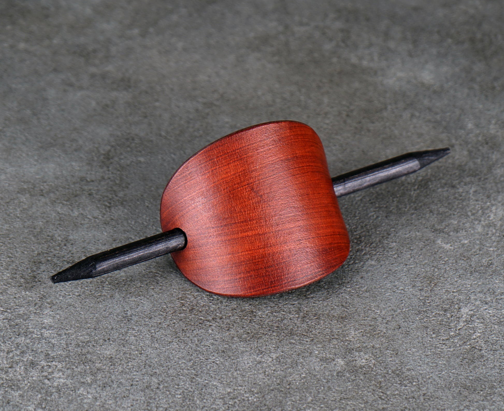 brown oval leather barrette handmade premium leather
