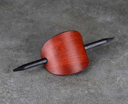 brown oval leather barrette handmade premium leather
