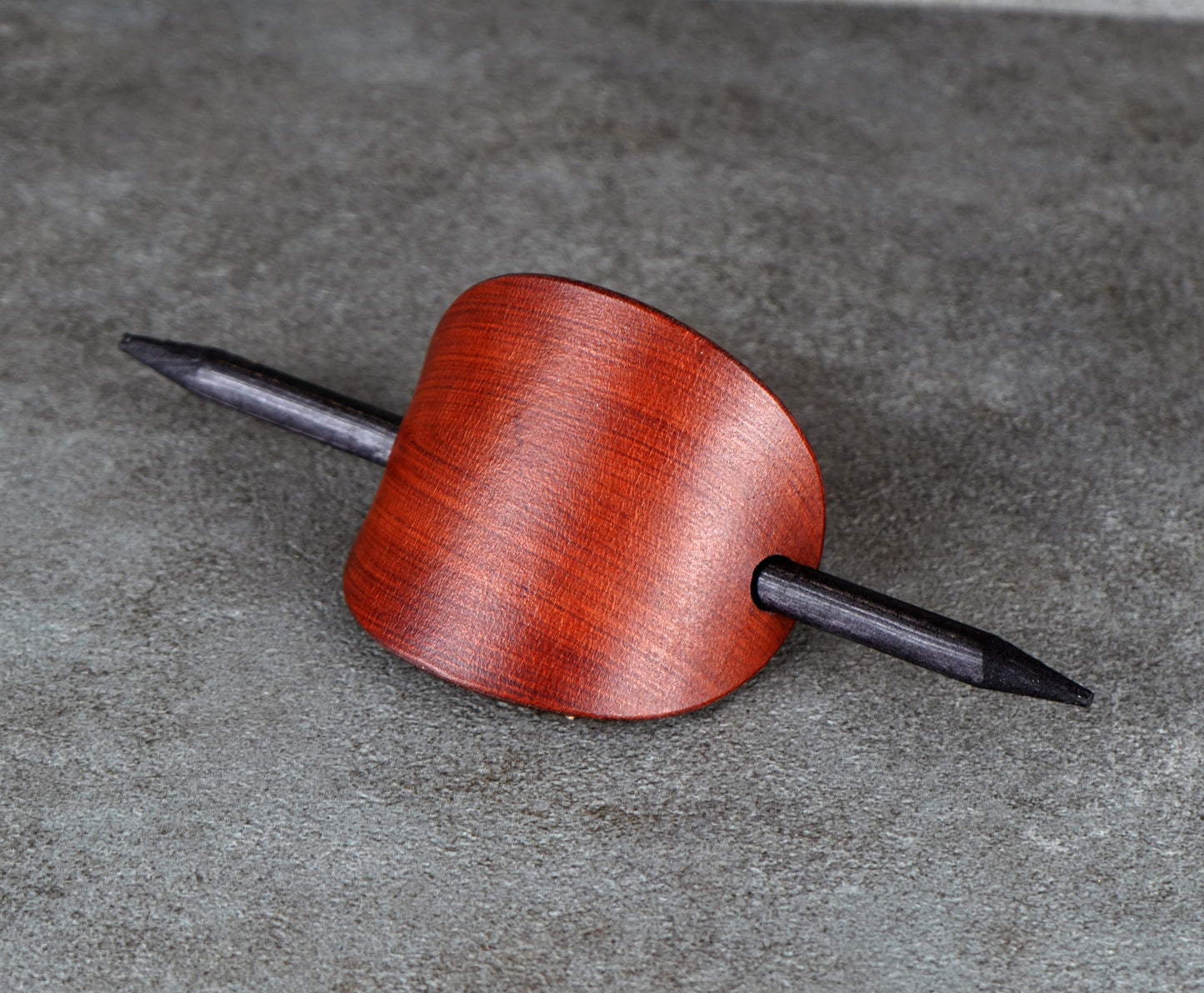 brown oval leather barrette handmade premium leather
