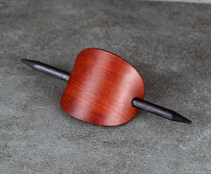 brown oval leather barrette handmade premium leather
