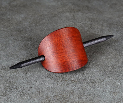 brown oval leather barrette handmade premium leather
