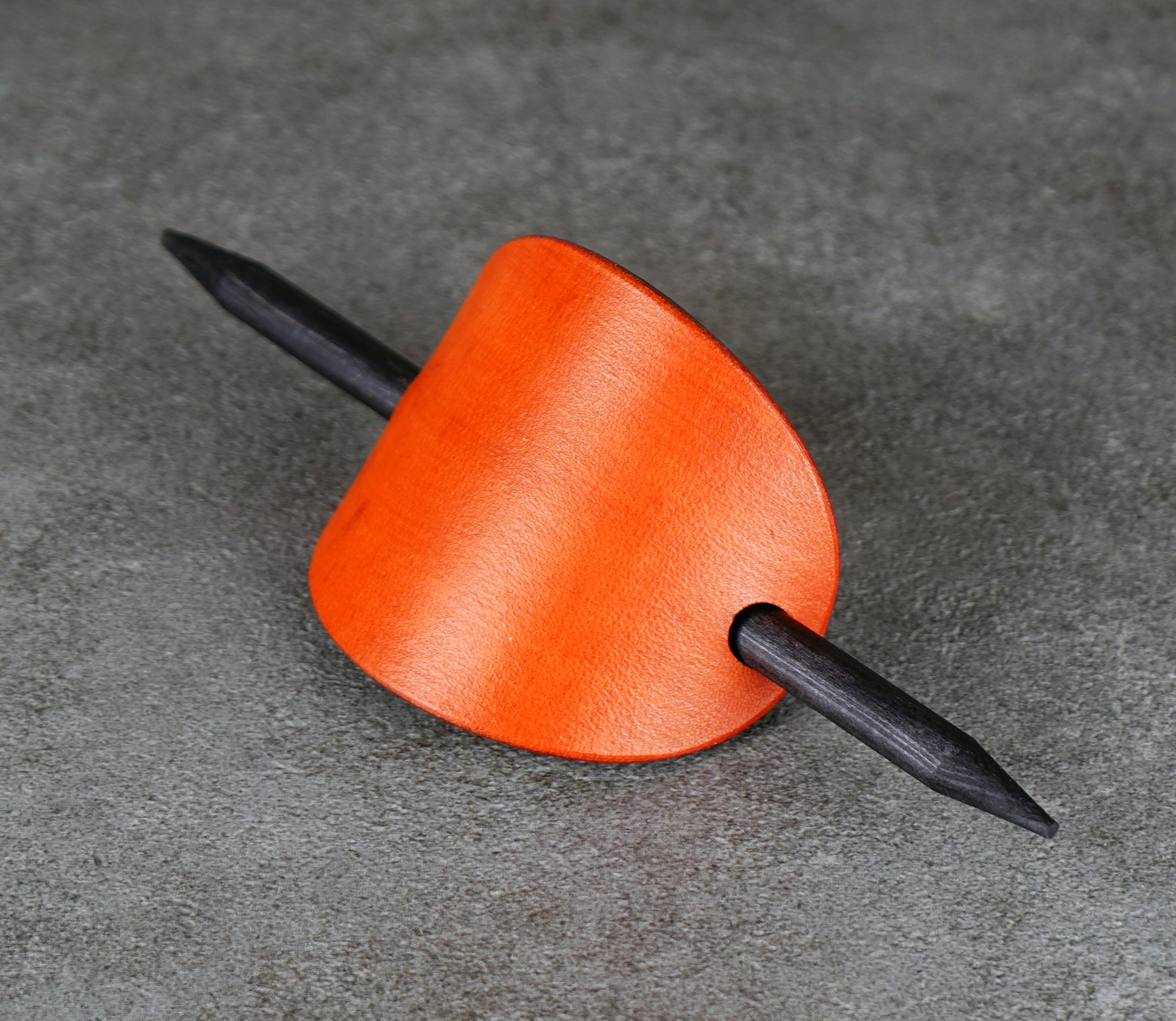 orange oval leather barrette handmade premium leather
