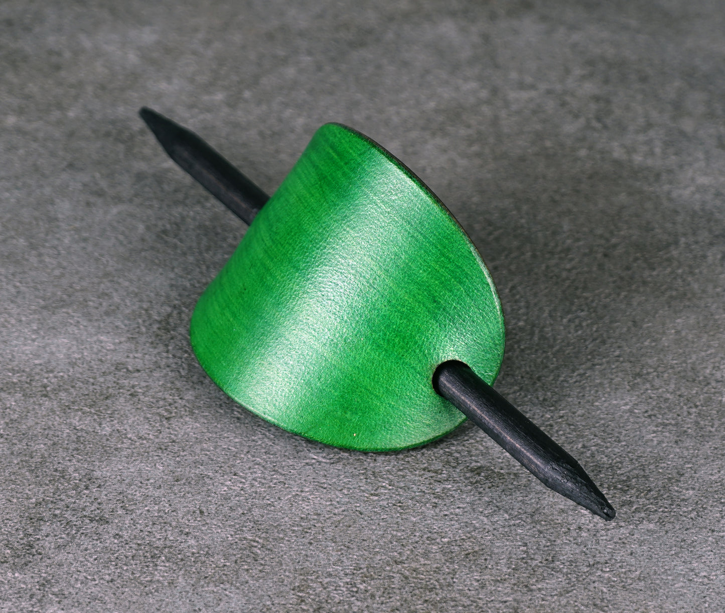 green oval leather barrette handmade premium leather