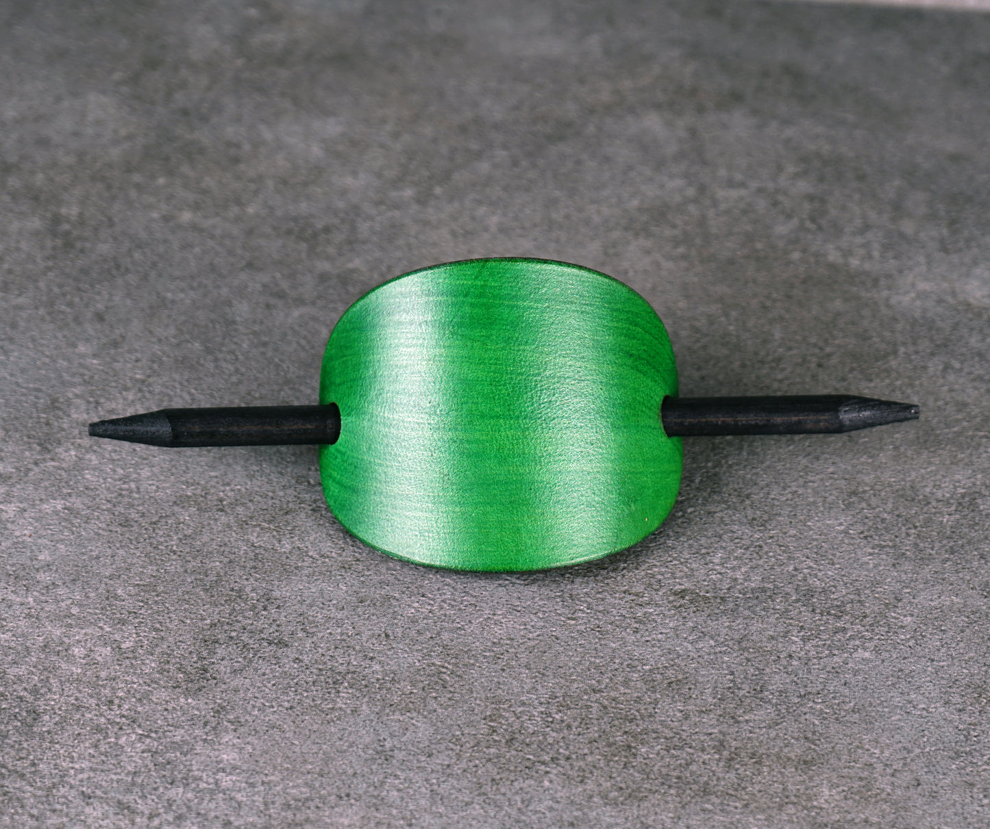 green oval leather barrette handmade premium leather