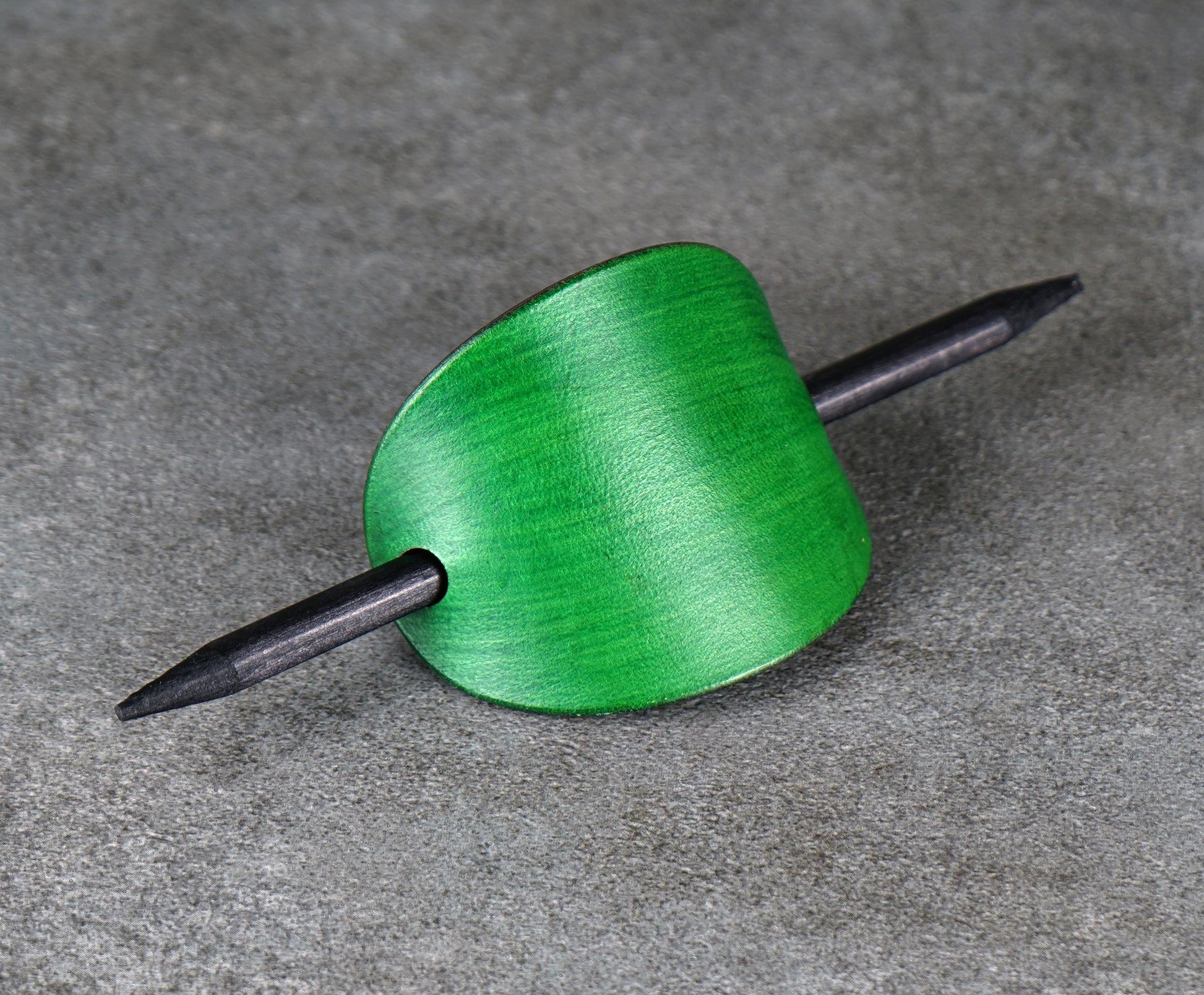 green oval leather barrette handmade premium leather
