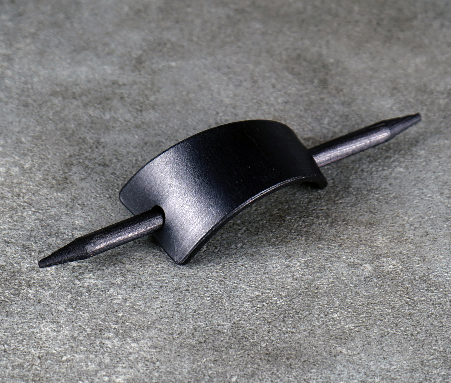 small black leather barrette handmade premium leather

