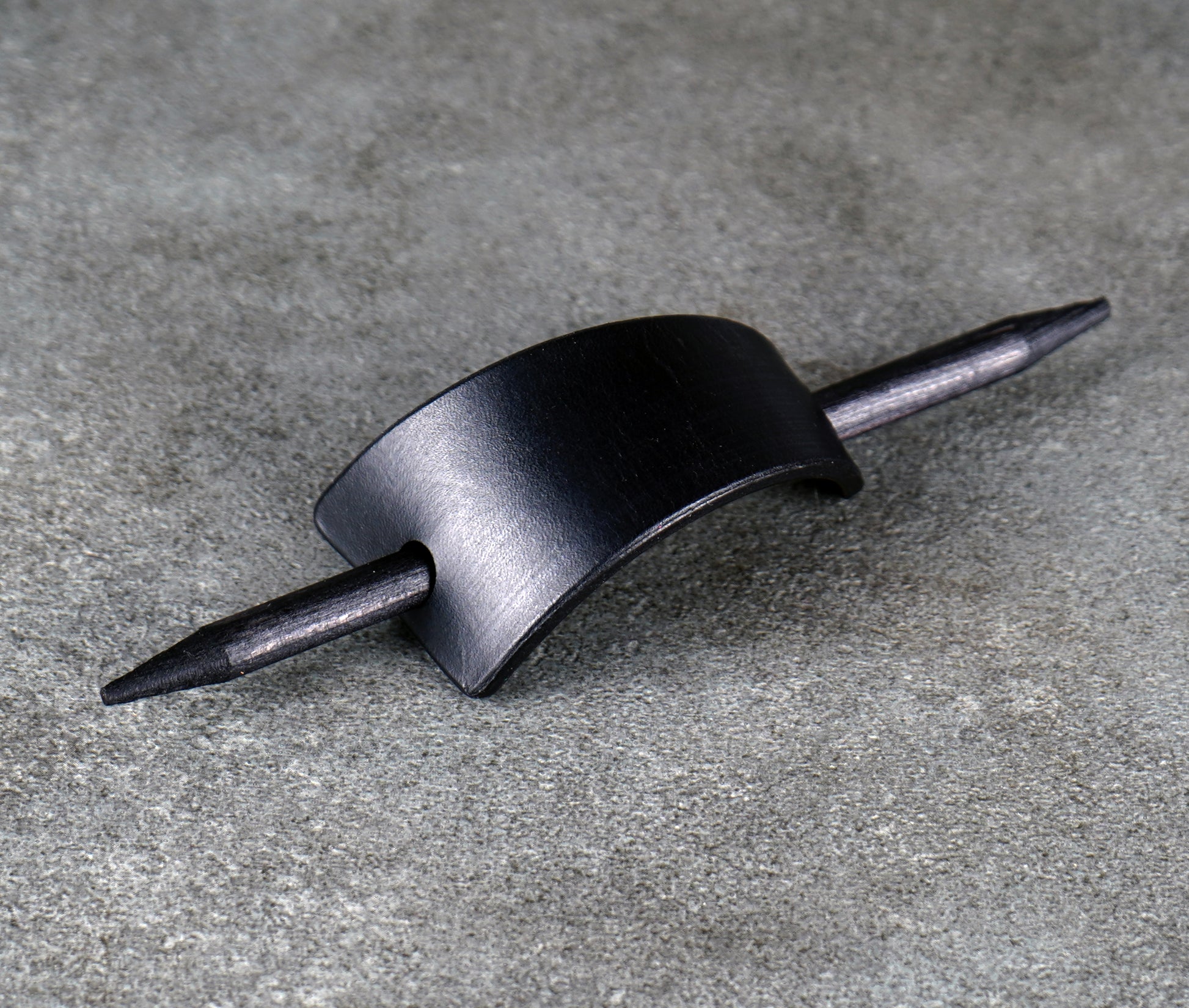 small black leather barrette handmade premium leather
