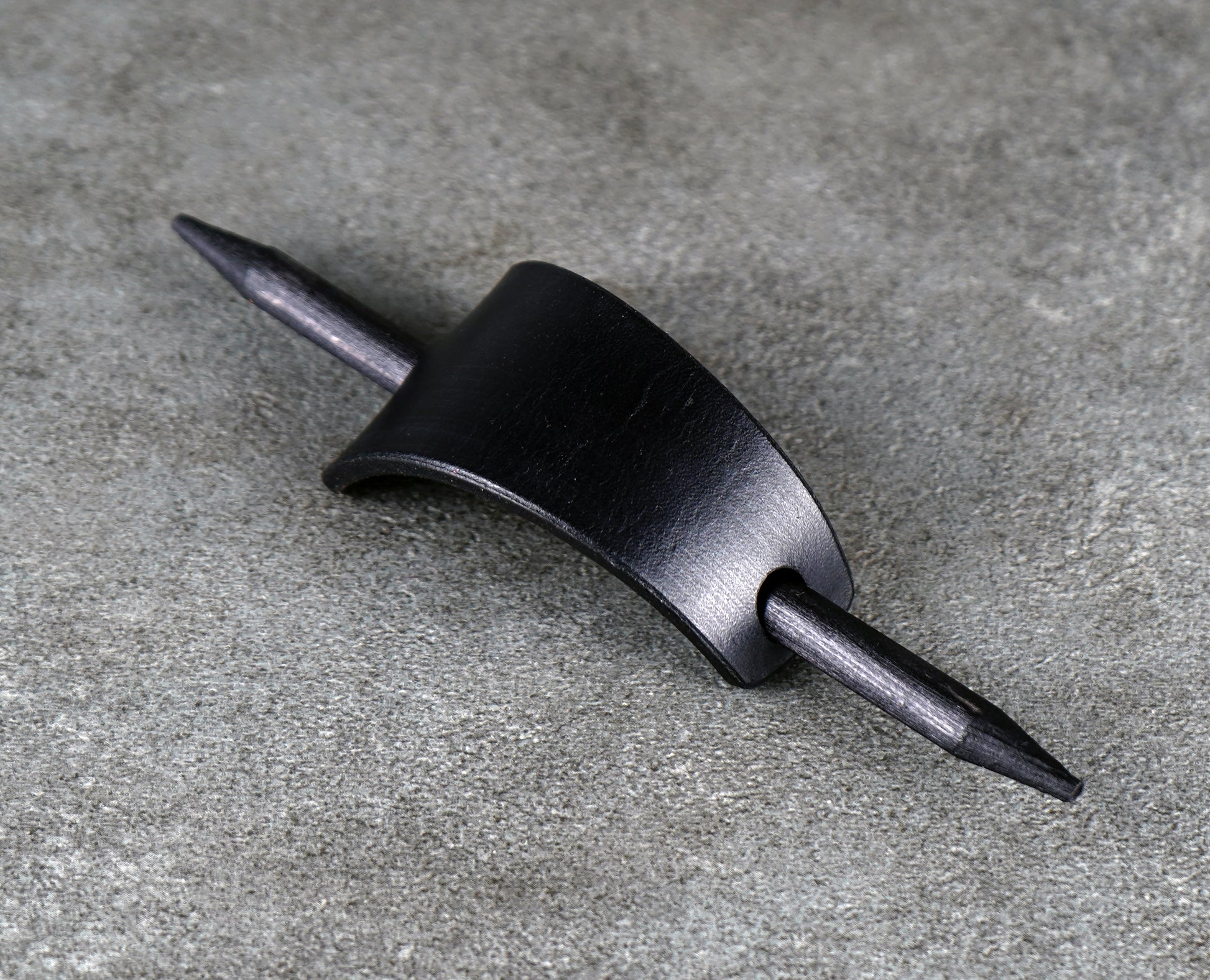 small black leather barrette handmade premium leather

