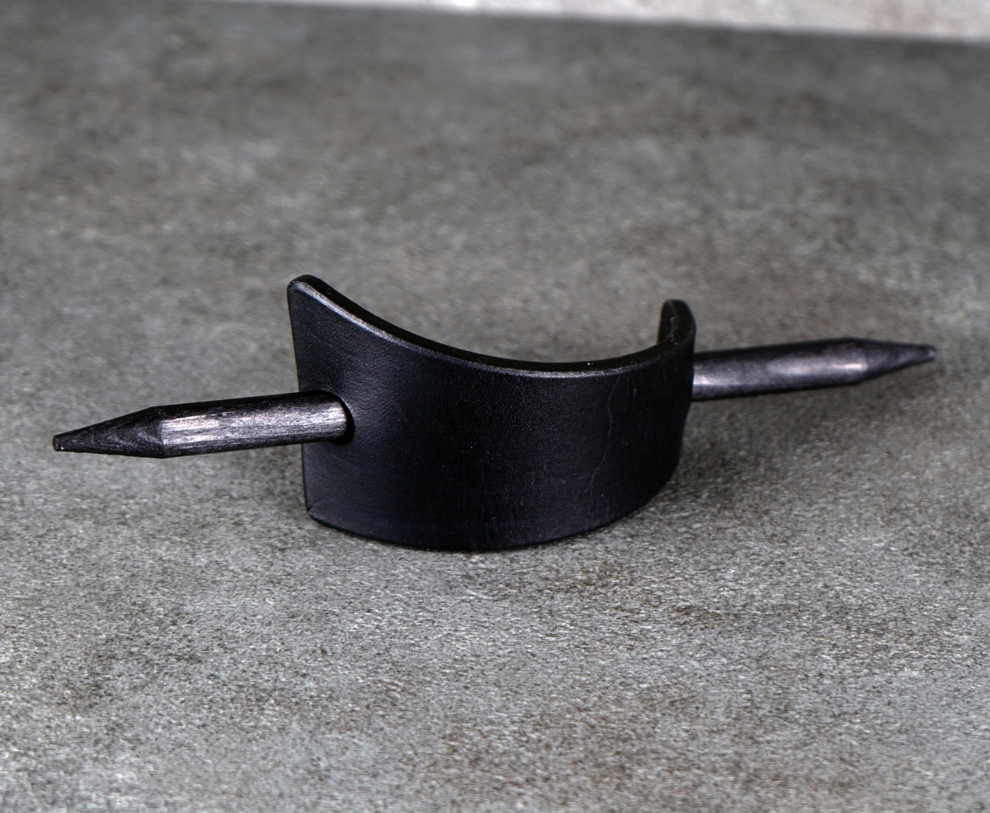 small black leather barrette handmade premium leather
