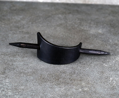 small black leather barrette handmade premium leather
