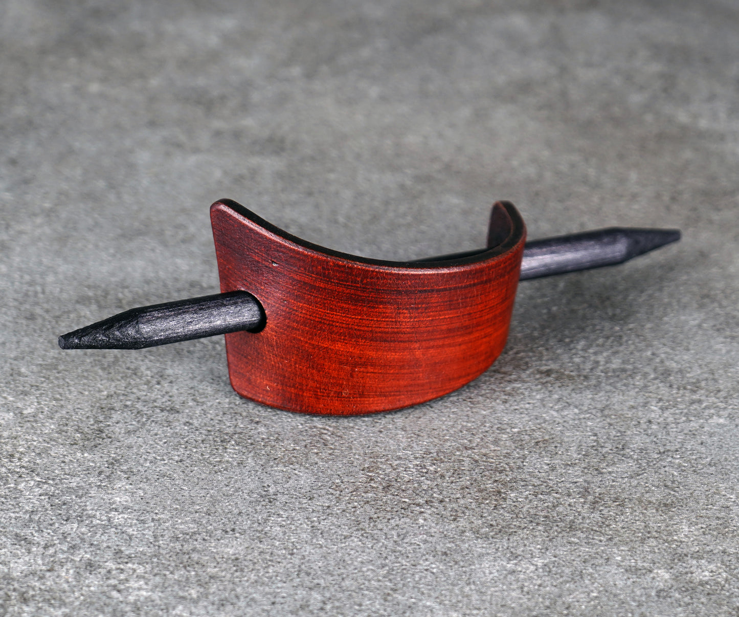 small brown leather barrette handmade premium leather
