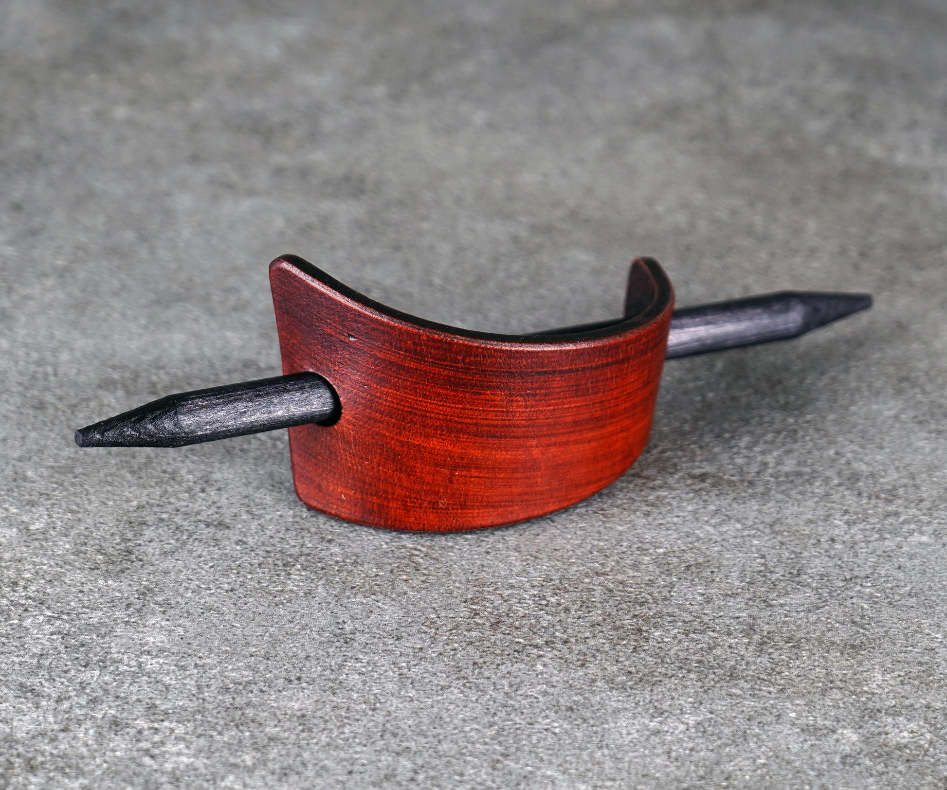 small brown leather barrette handmade premium leather
