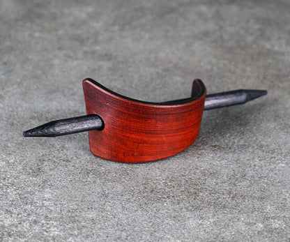 small brown leather barrette handmade premium leather
