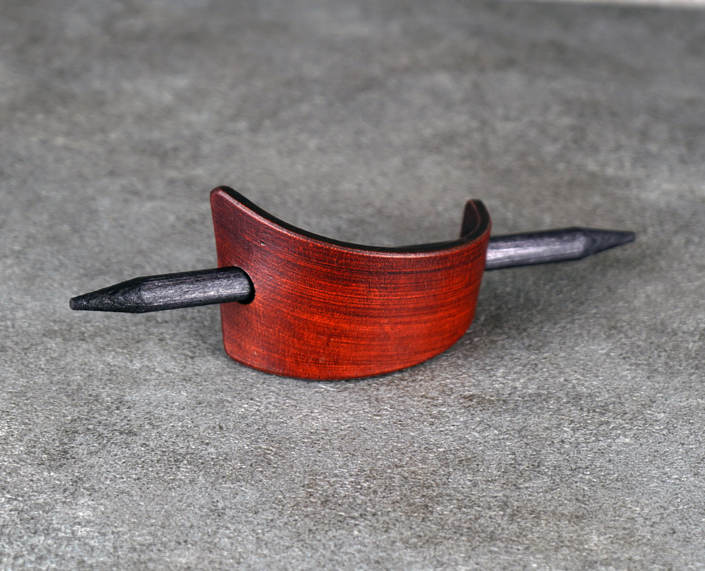 small brown leather barrette handmade premium leather
