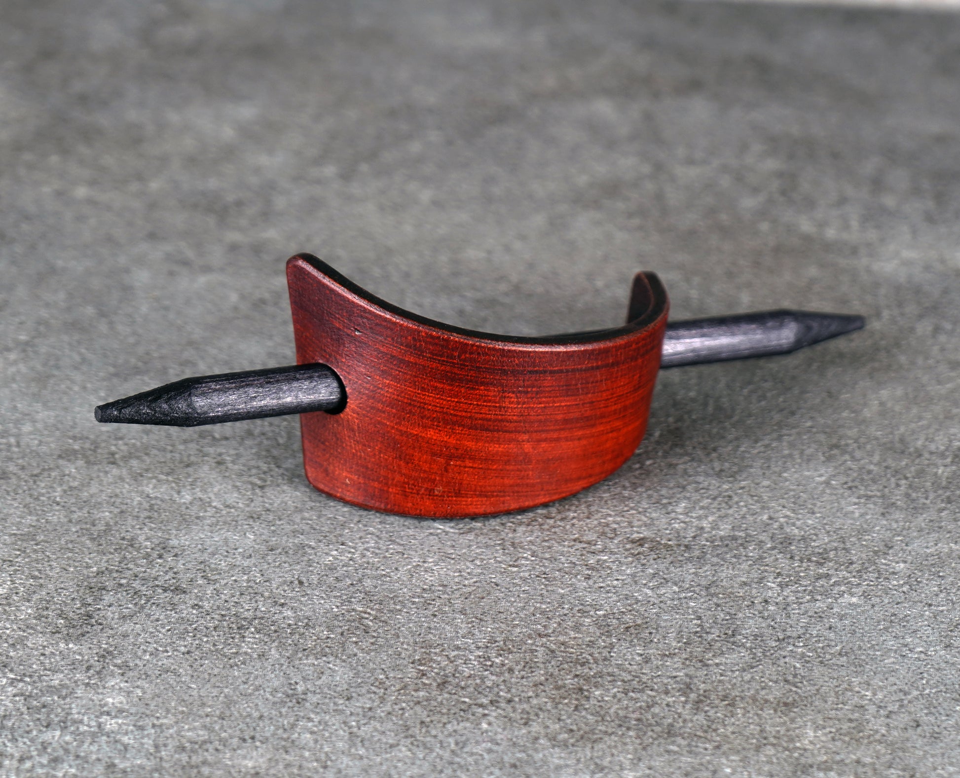 small brown leather barrette handmade premium leather
