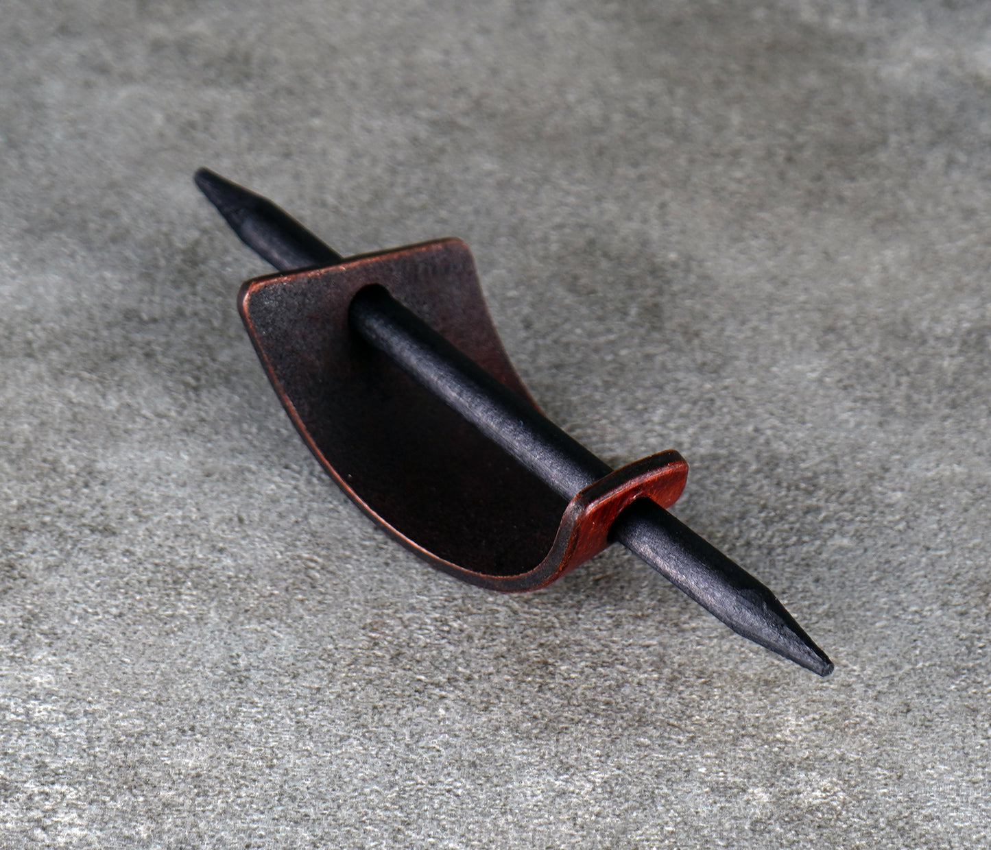 small brown leather barrette handmade premium leather
