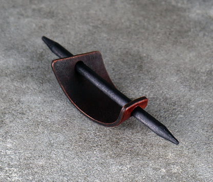 small brown leather barrette handmade premium leather
