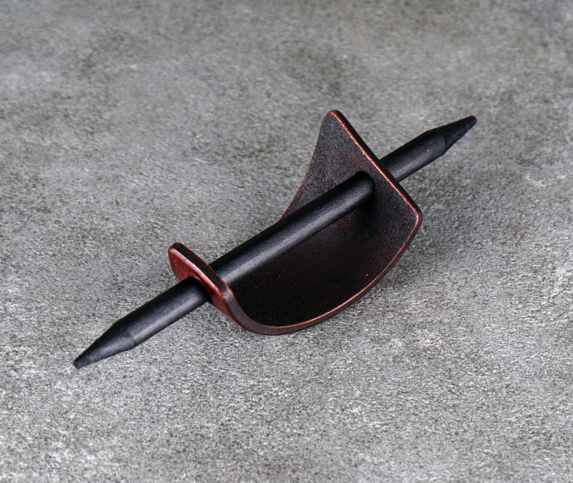 small brown leather barrette handmade premium leather

