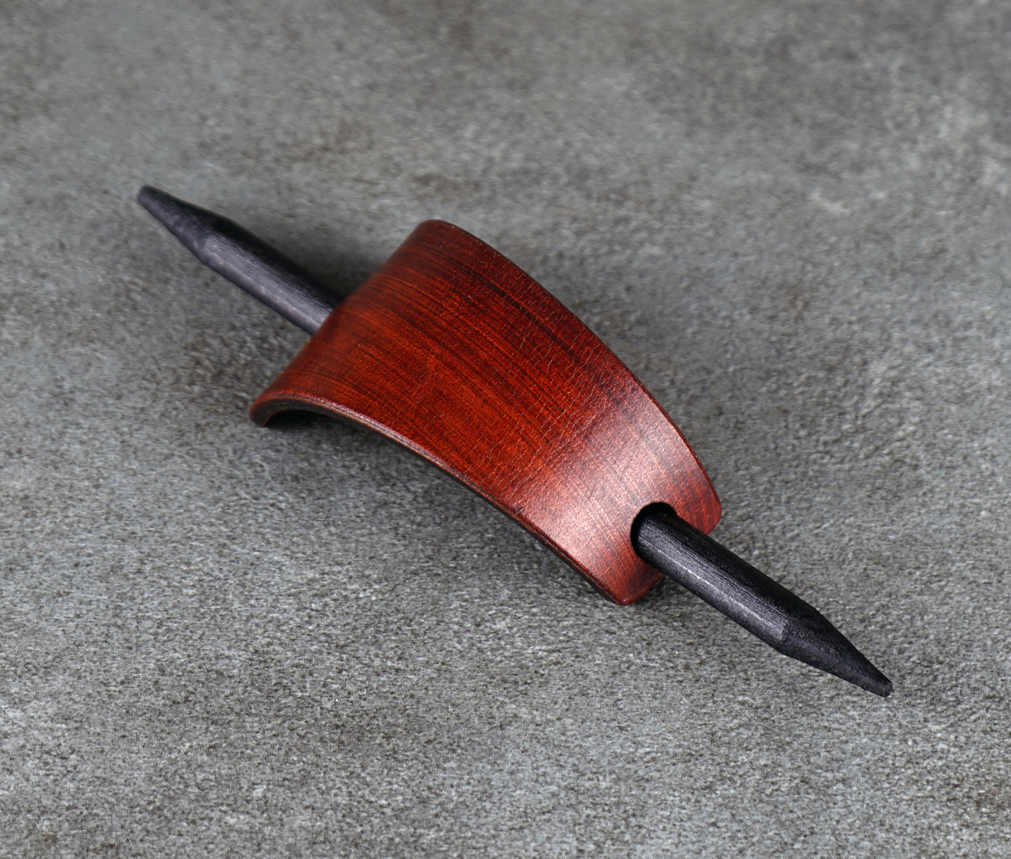 small brown leather barrette handmade premium leather
