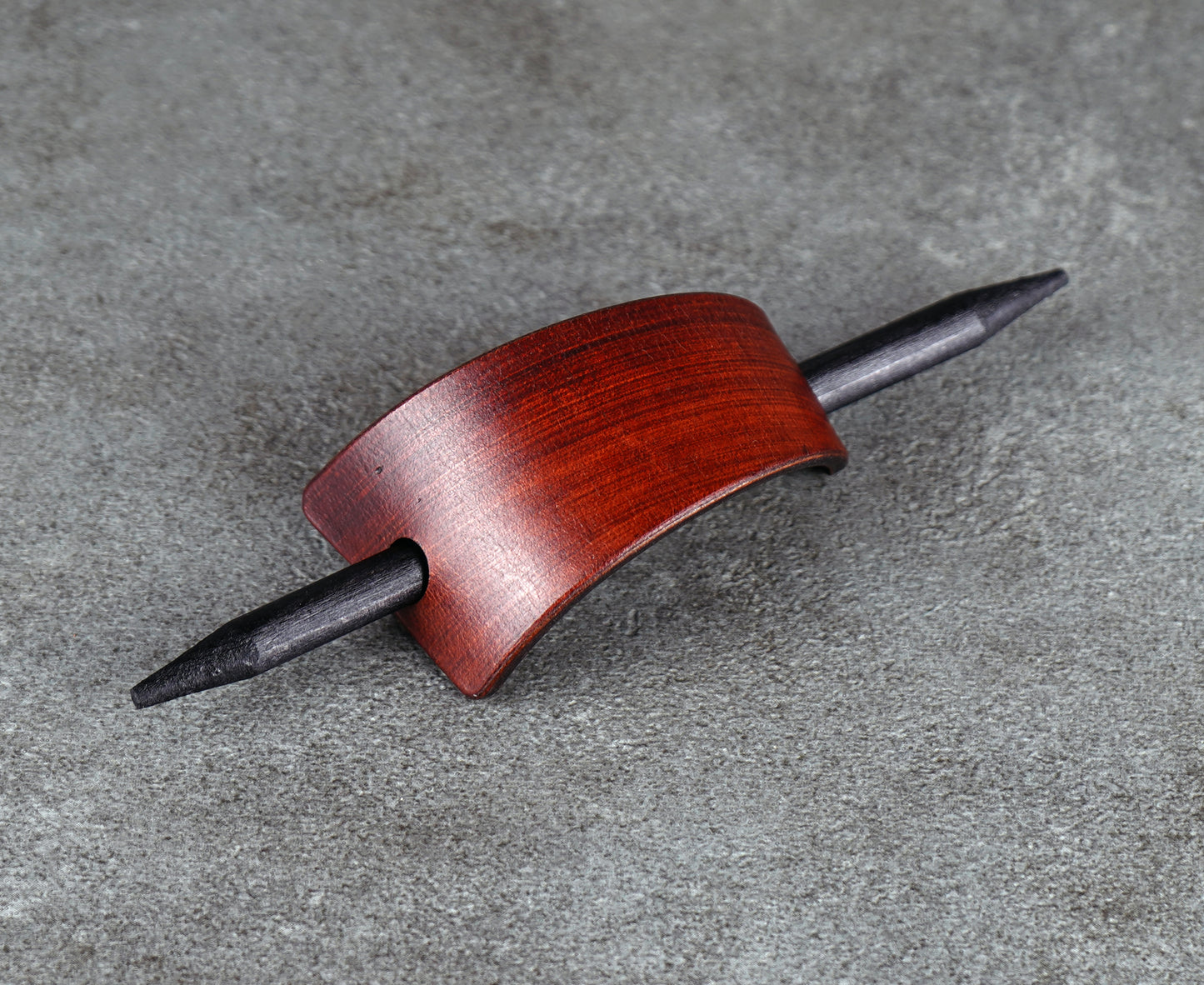 small brown leather barrette handmade premium leather
