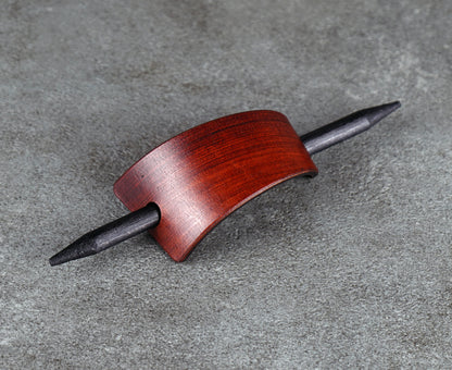 small brown leather barrette handmade premium leather
