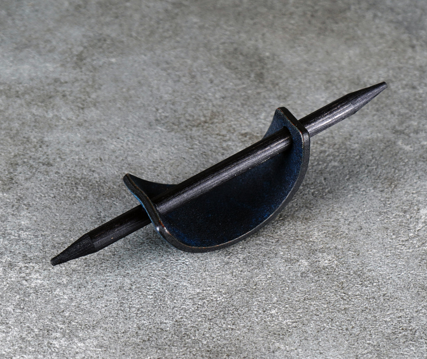 small blue hair leather barrette handmade premium leather