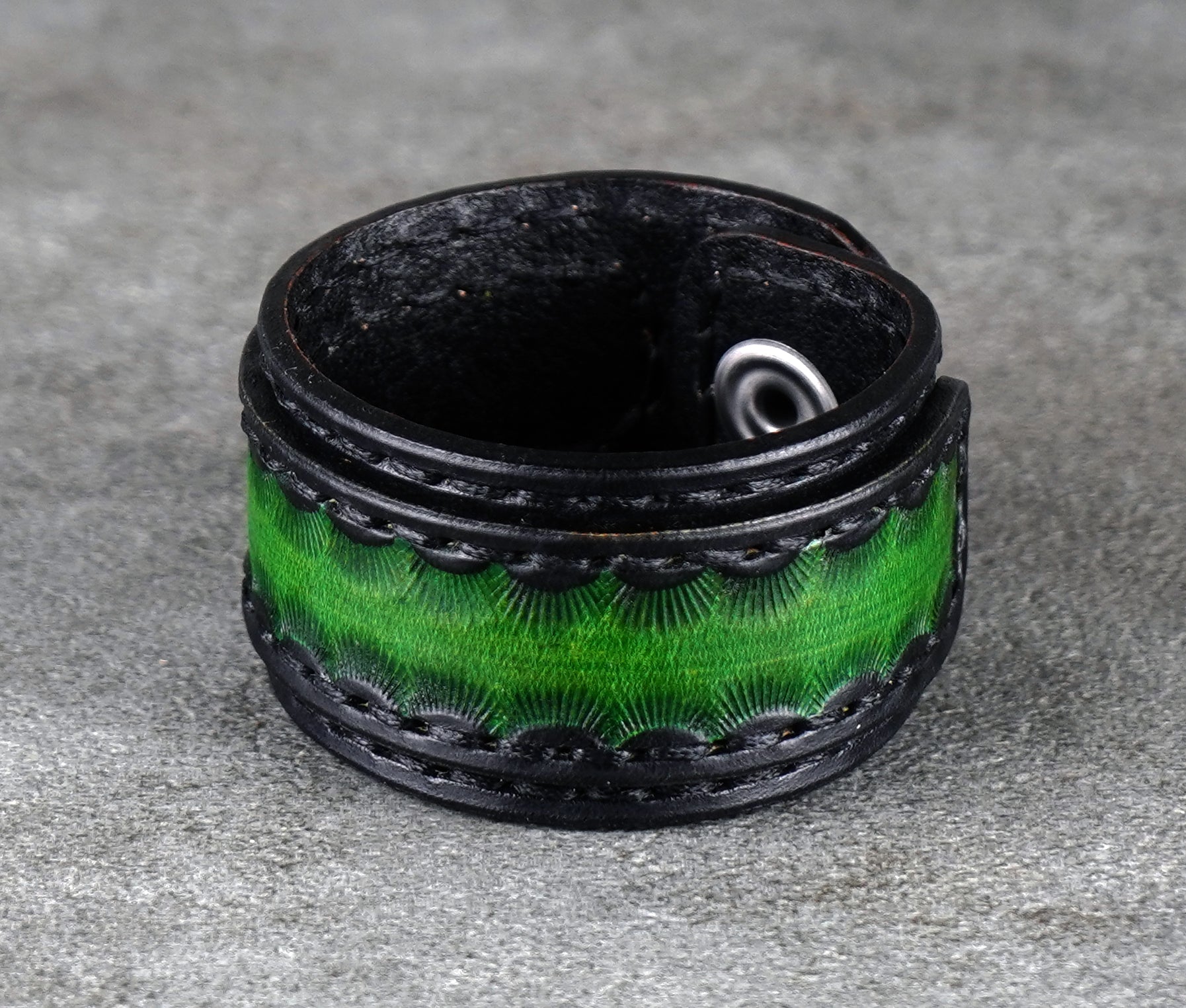 black and green leather bracelet handmade premium leather
