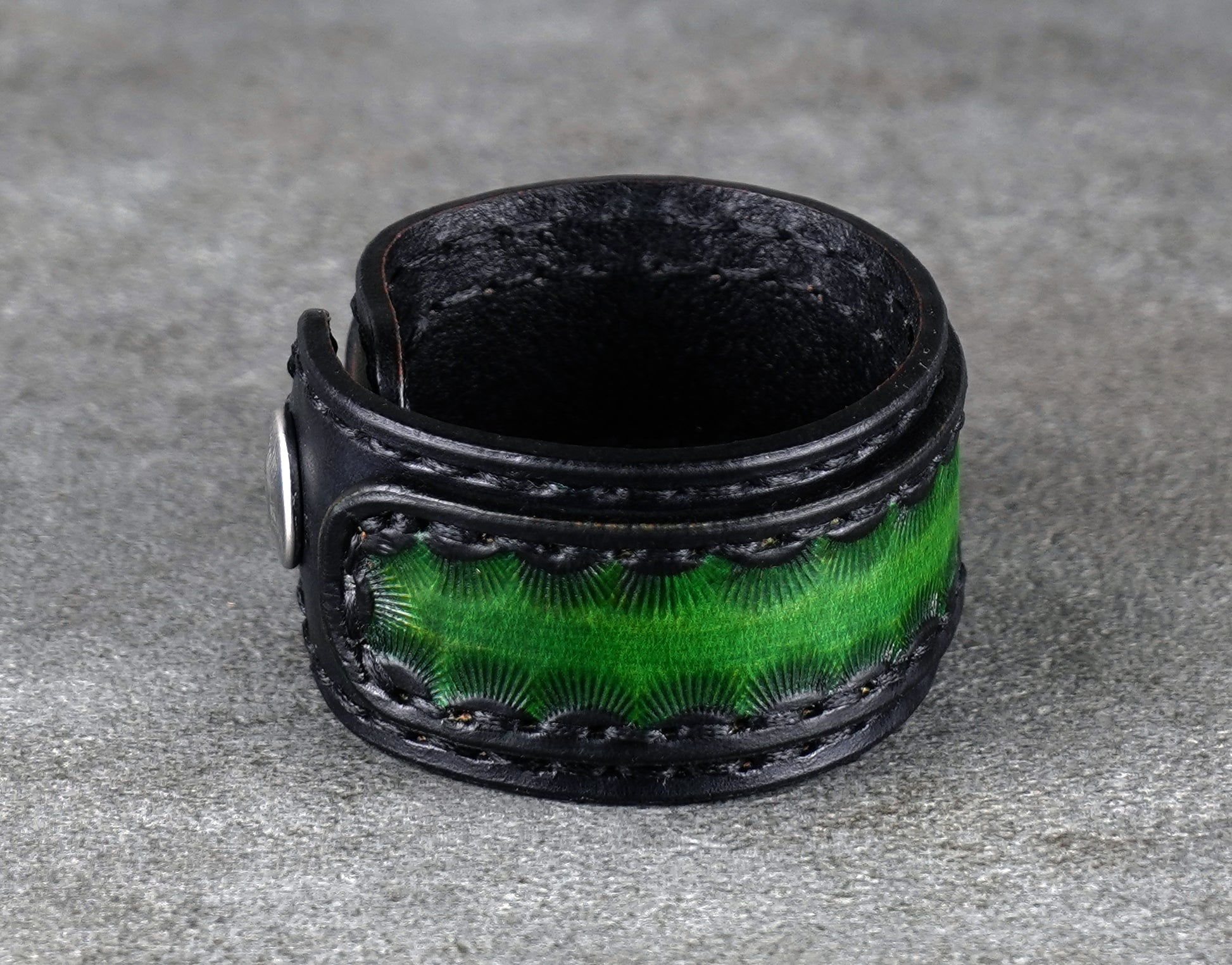 black and green leather bracelet handmade premium leather
