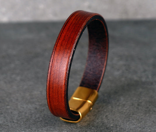 BROWN LEATHER CUFF BRACELET - 12MM WIDE