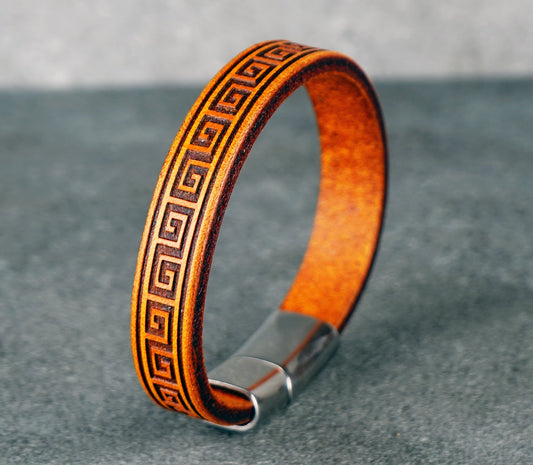 YELLOW  LEATHER CUFF BRACELET - 12MM WIDE