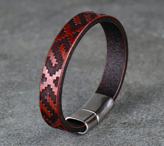 BROWN LEATHER CUFF BRACELET - 12MM WIDE