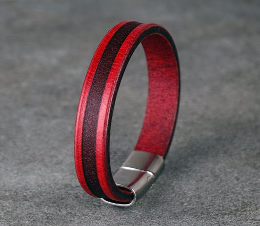 RED LEATHER CUFF BRACELET