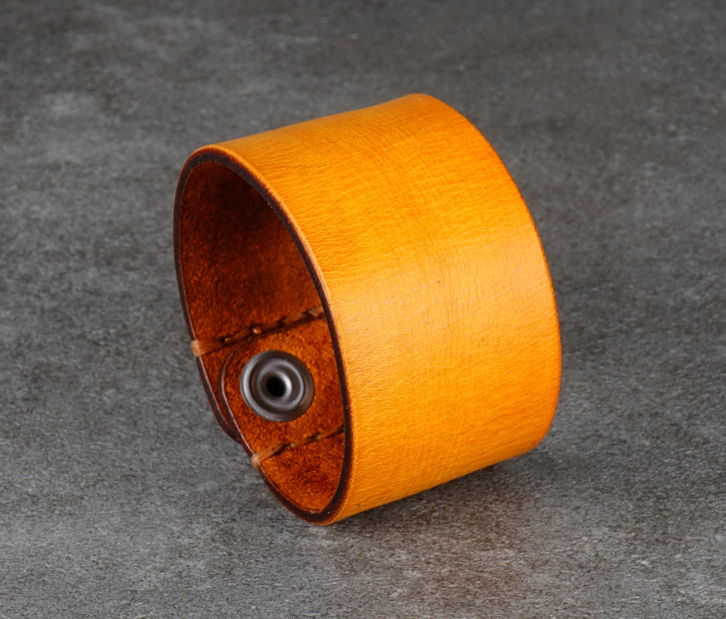 yellow wide leather cuff bracelet 4cm handmade