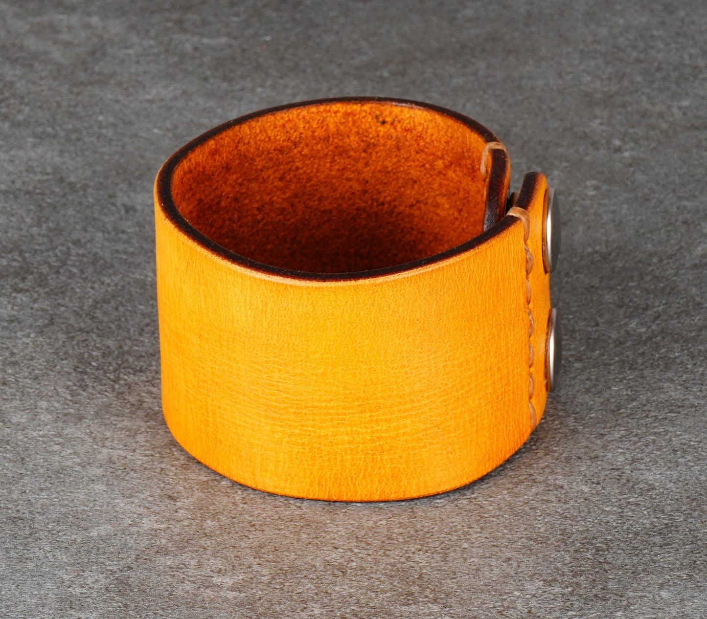yellow wide leather cuff bracelet 4cm handmade