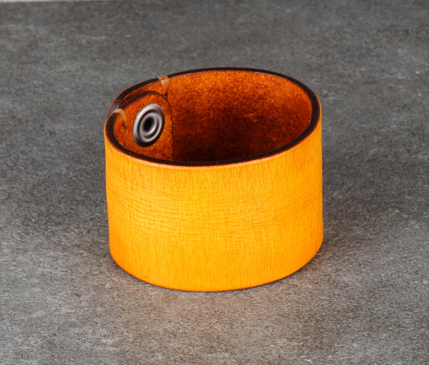 yellow wide leather cuff bracelet 4cm handmade