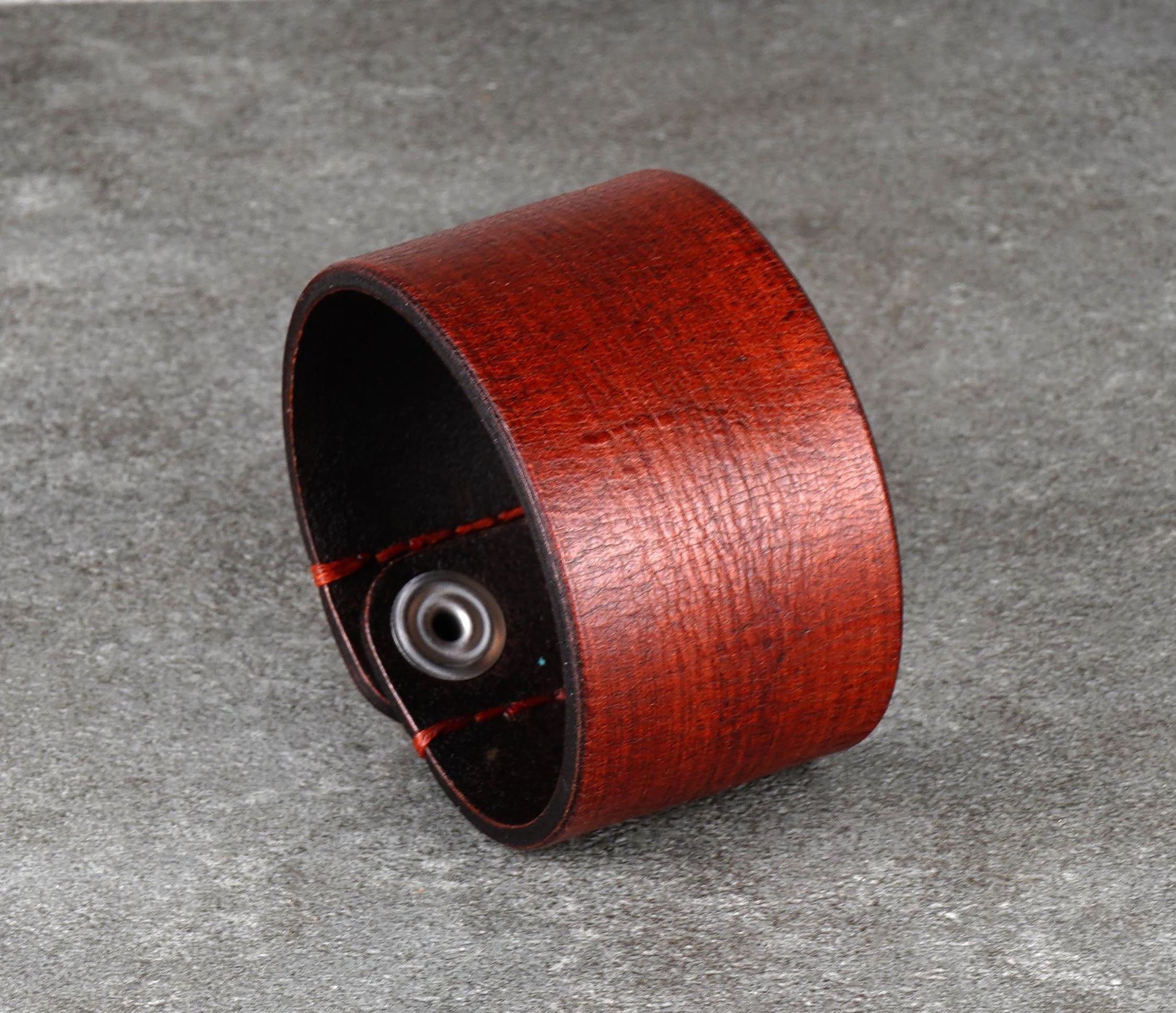 brown wide leather cuff bracelet 4cm handmade vegetable tanned leather
