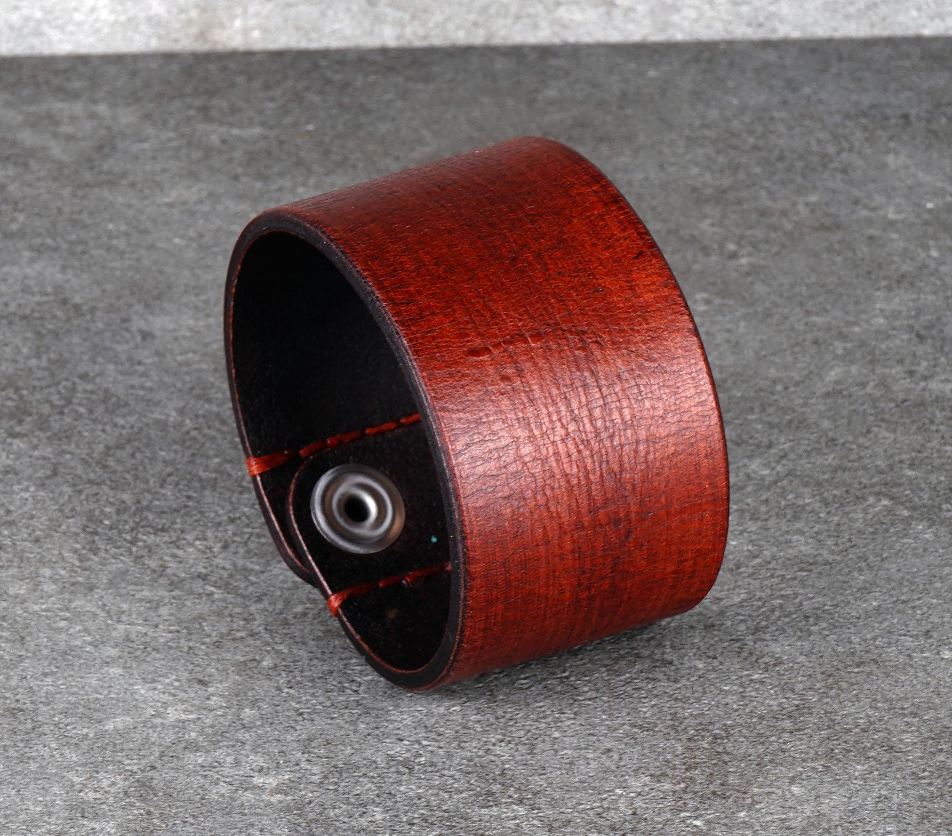 brown wide leather cuff bracelet 4cm handmade vegetable tanned leather