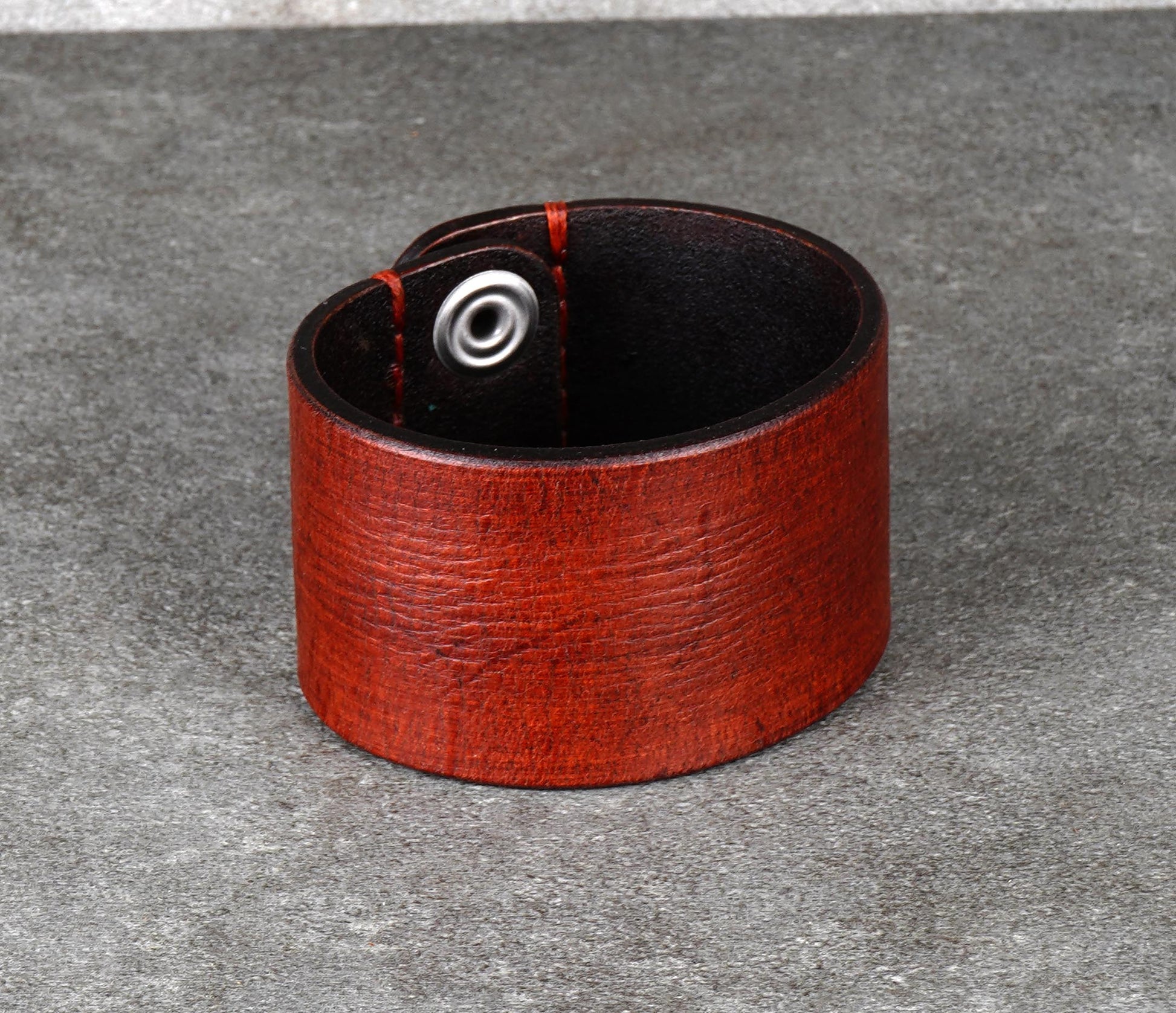 brown wide leather cuff bracelet 4cm handmade vegetable tanned leather