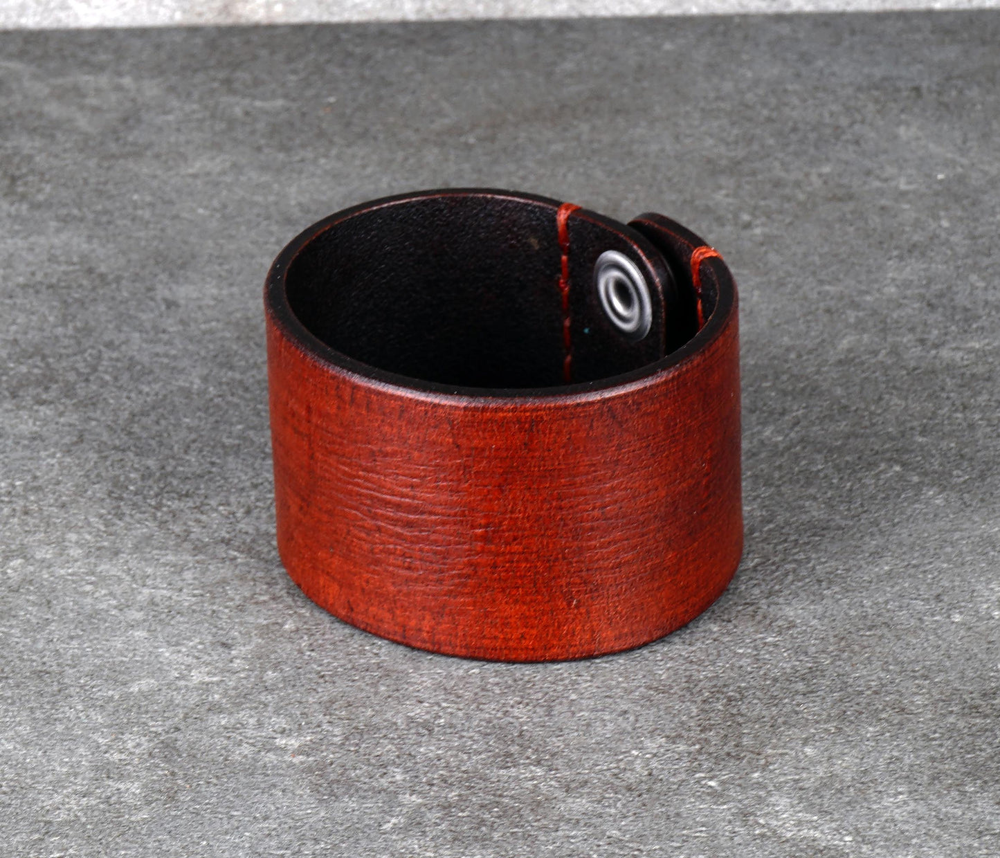 brown wide leather cuff bracelet 4cm handmade vegetable tanned leather