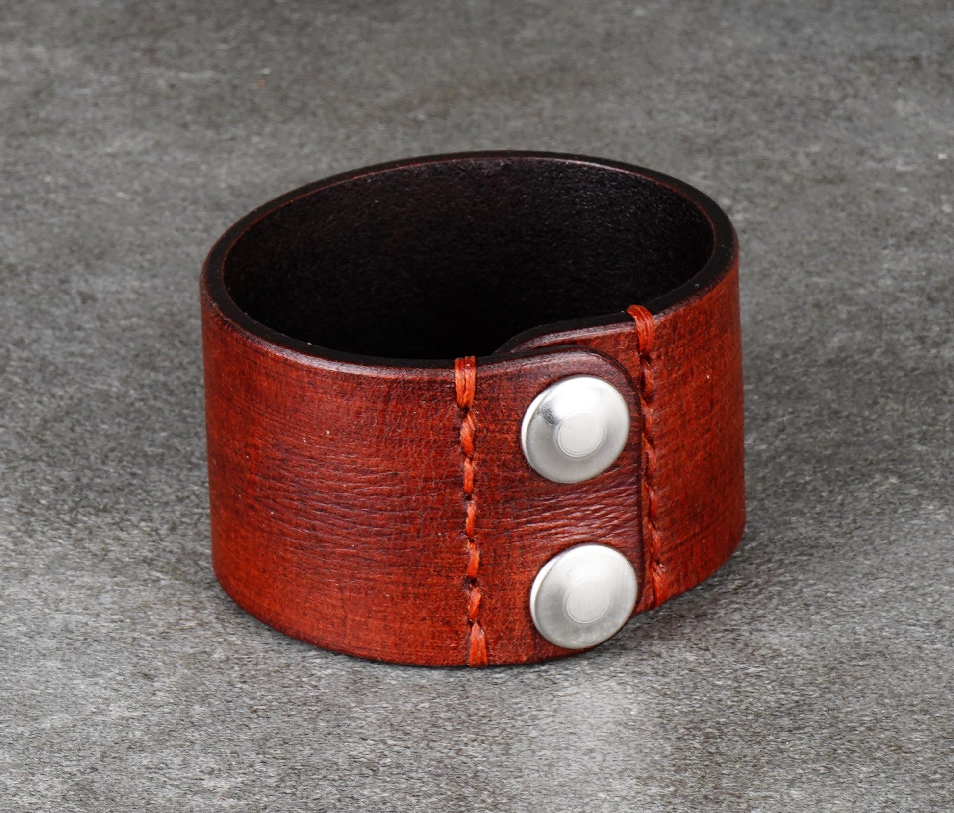 brown wide leather cuff bracelet 4cm handmade vegetable tanned leather