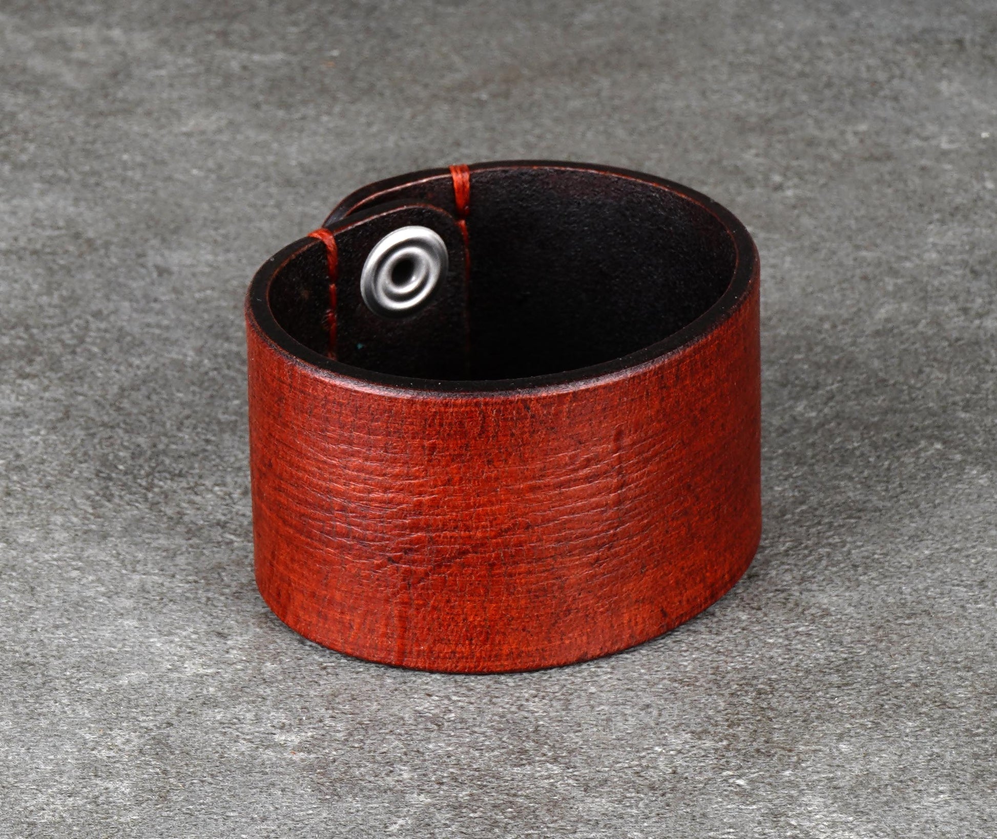 brown wide leather cuff bracelet 4cm handmade vegetable tanned leather
