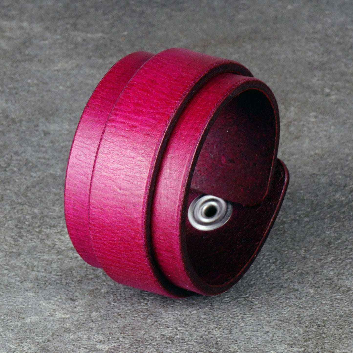 violet leather cuff bracelet handmade