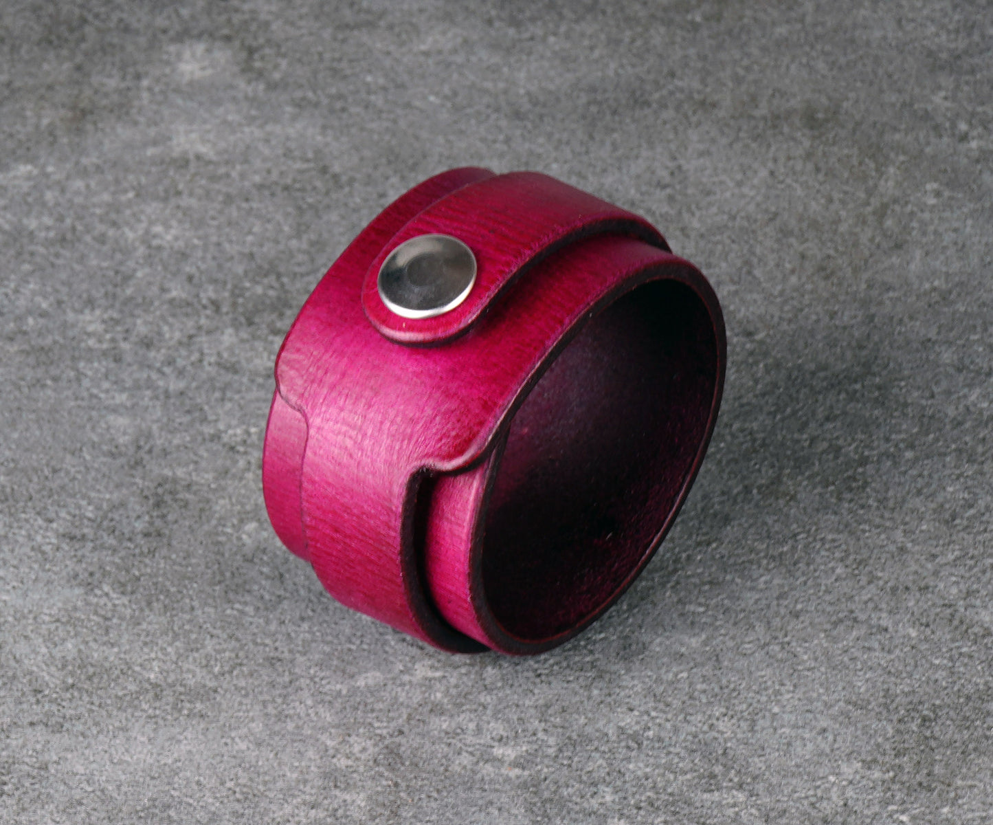 violet leather cuff bracelet handmade