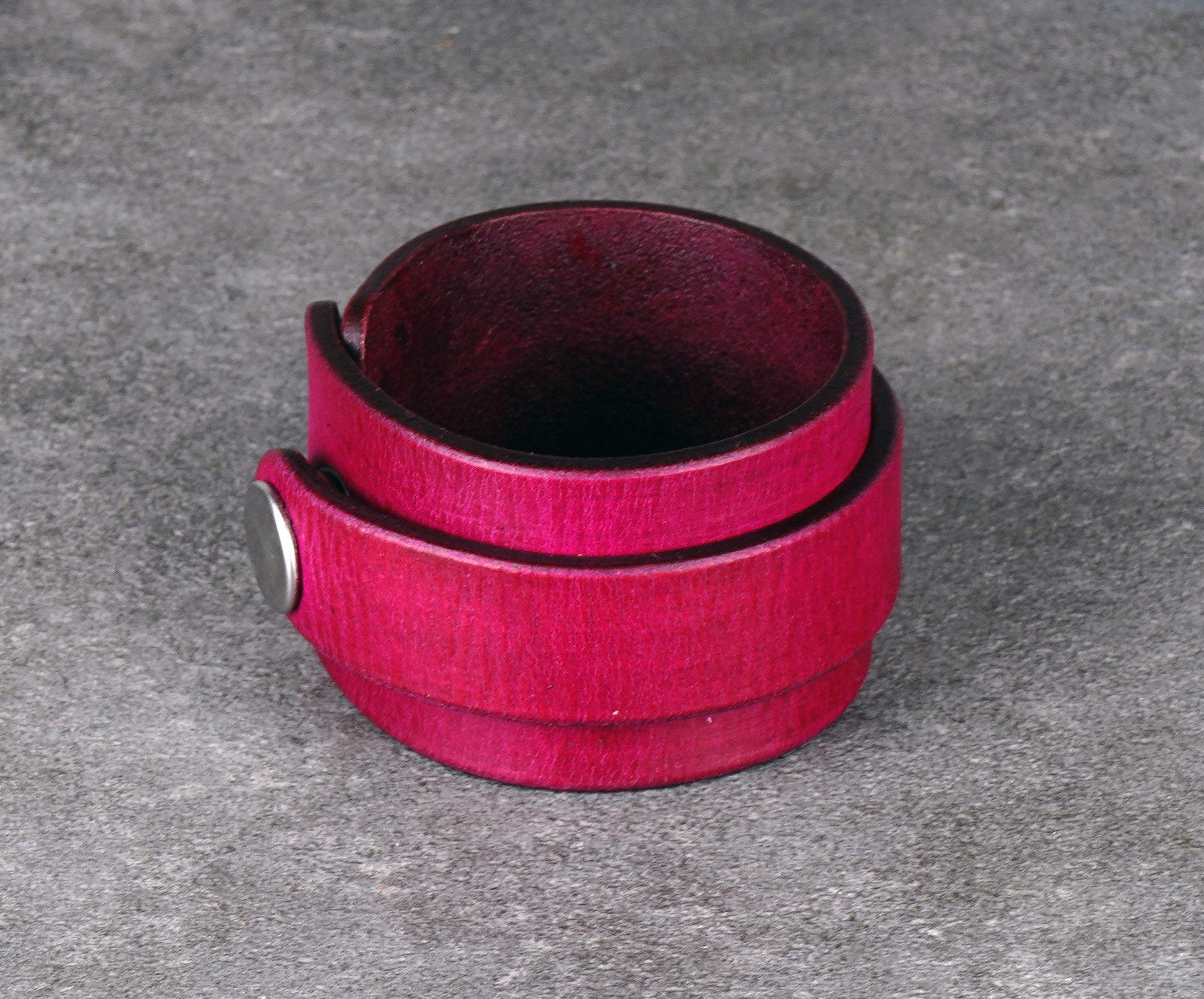 violet leather cuff bracelet handmade