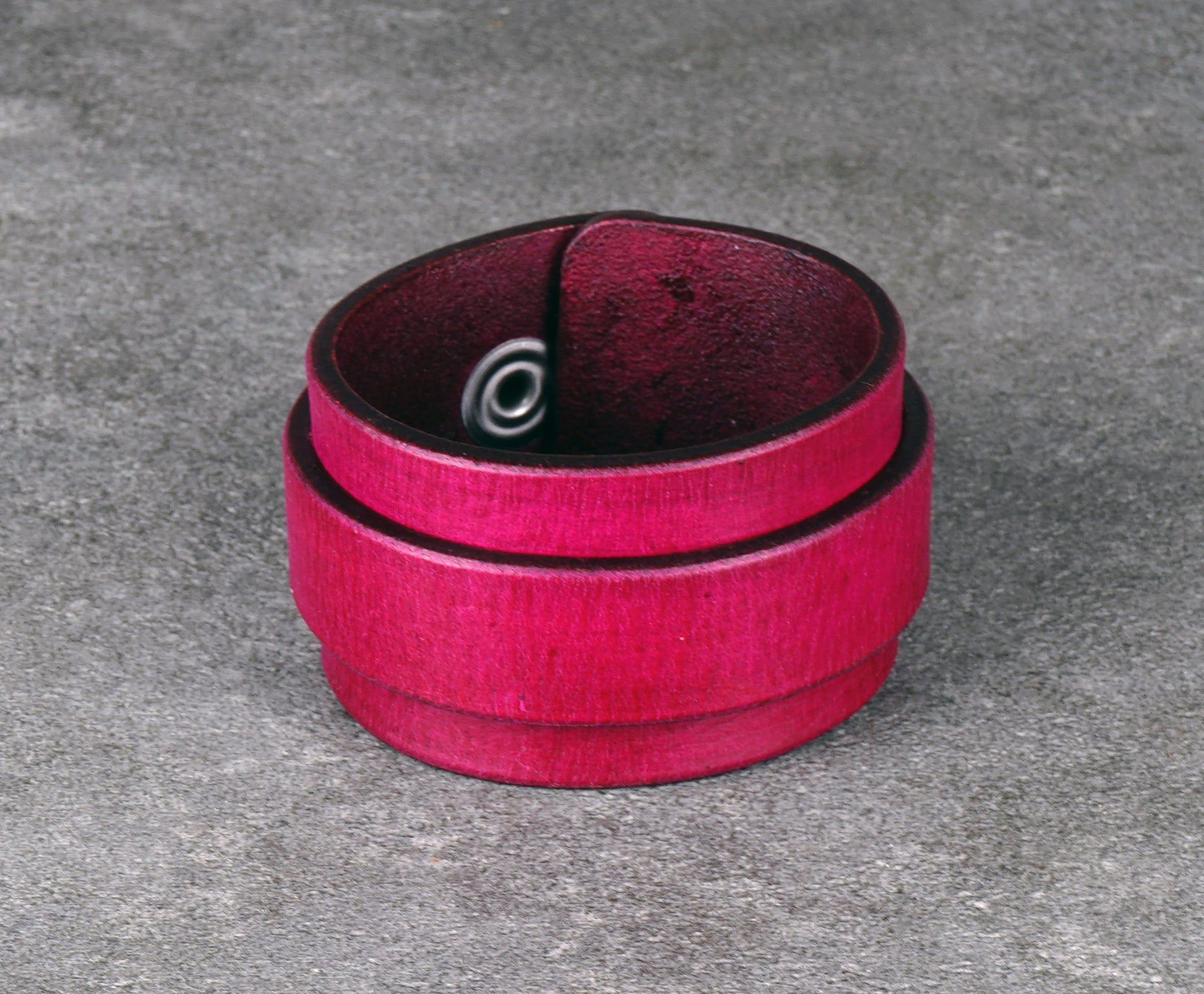 violet leather cuff bracelet handmade