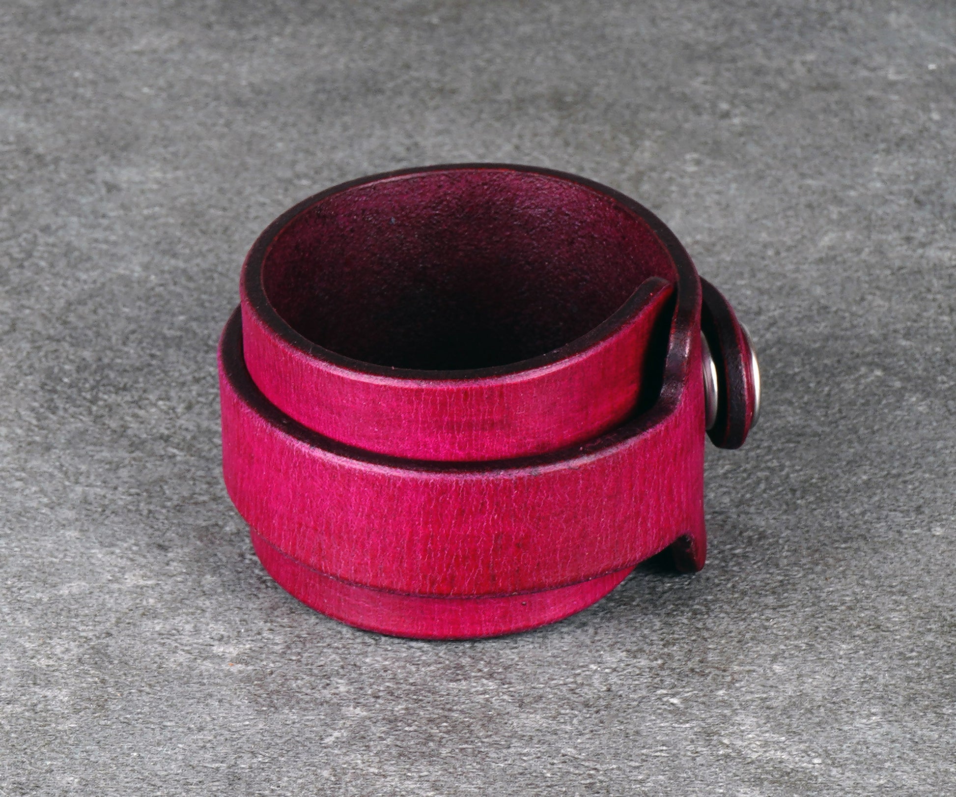 violet leather cuff bracelet handmade