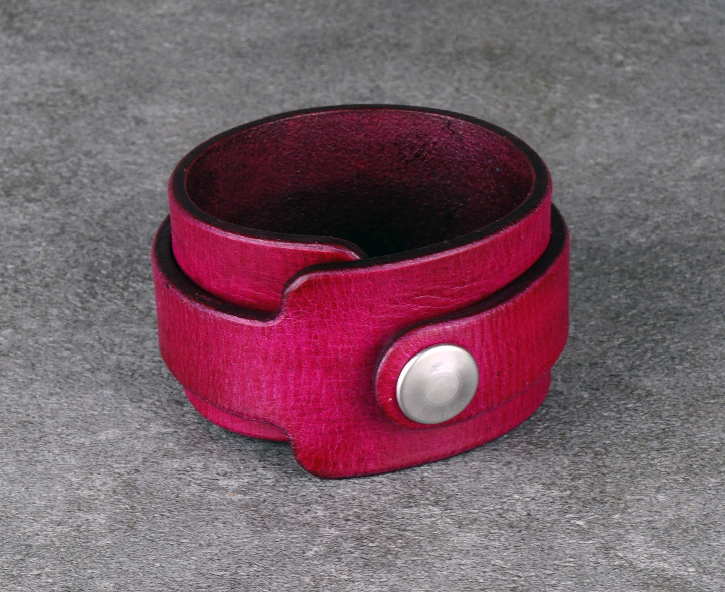 violet leather cuff bracelet handmade