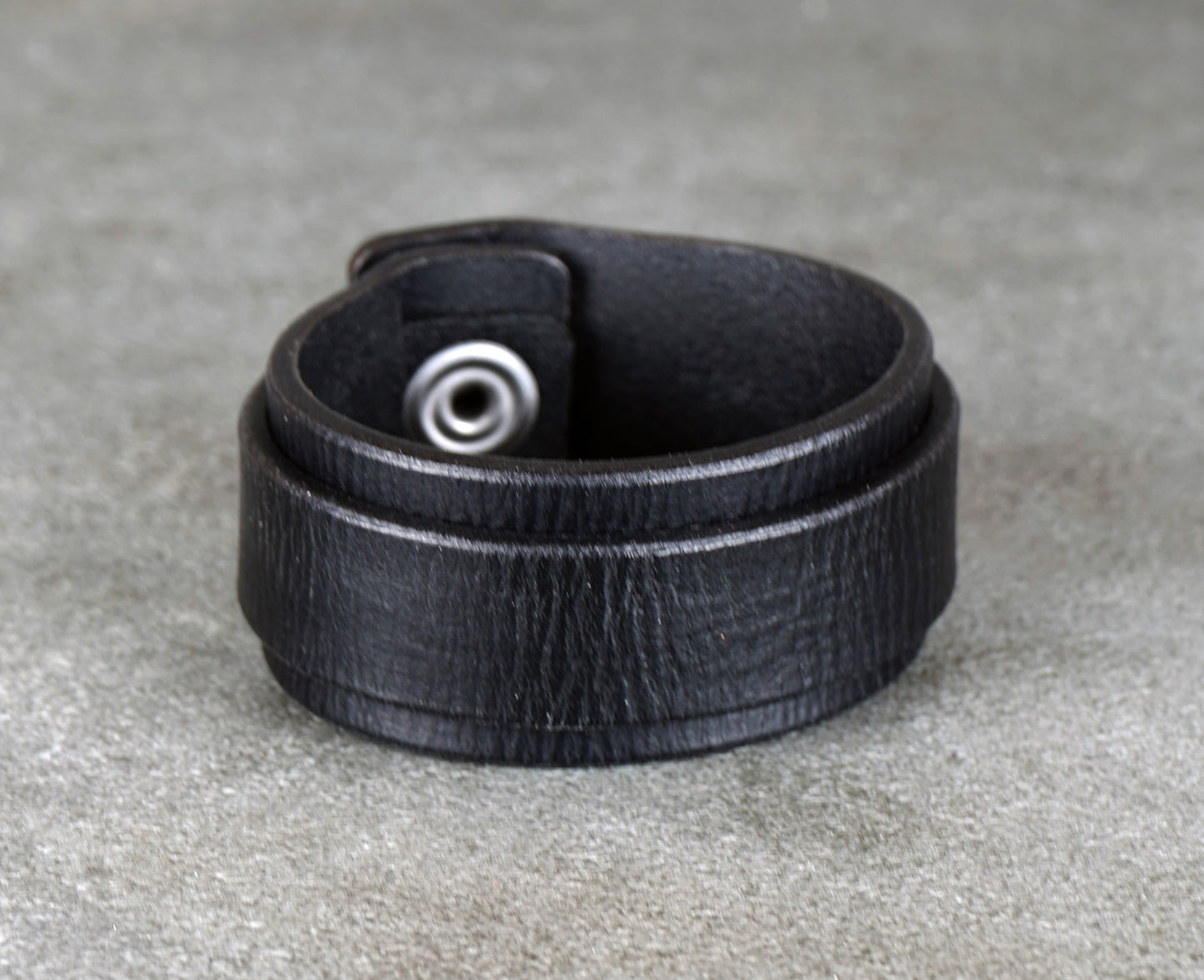 minimalist black leather cuff bracelet