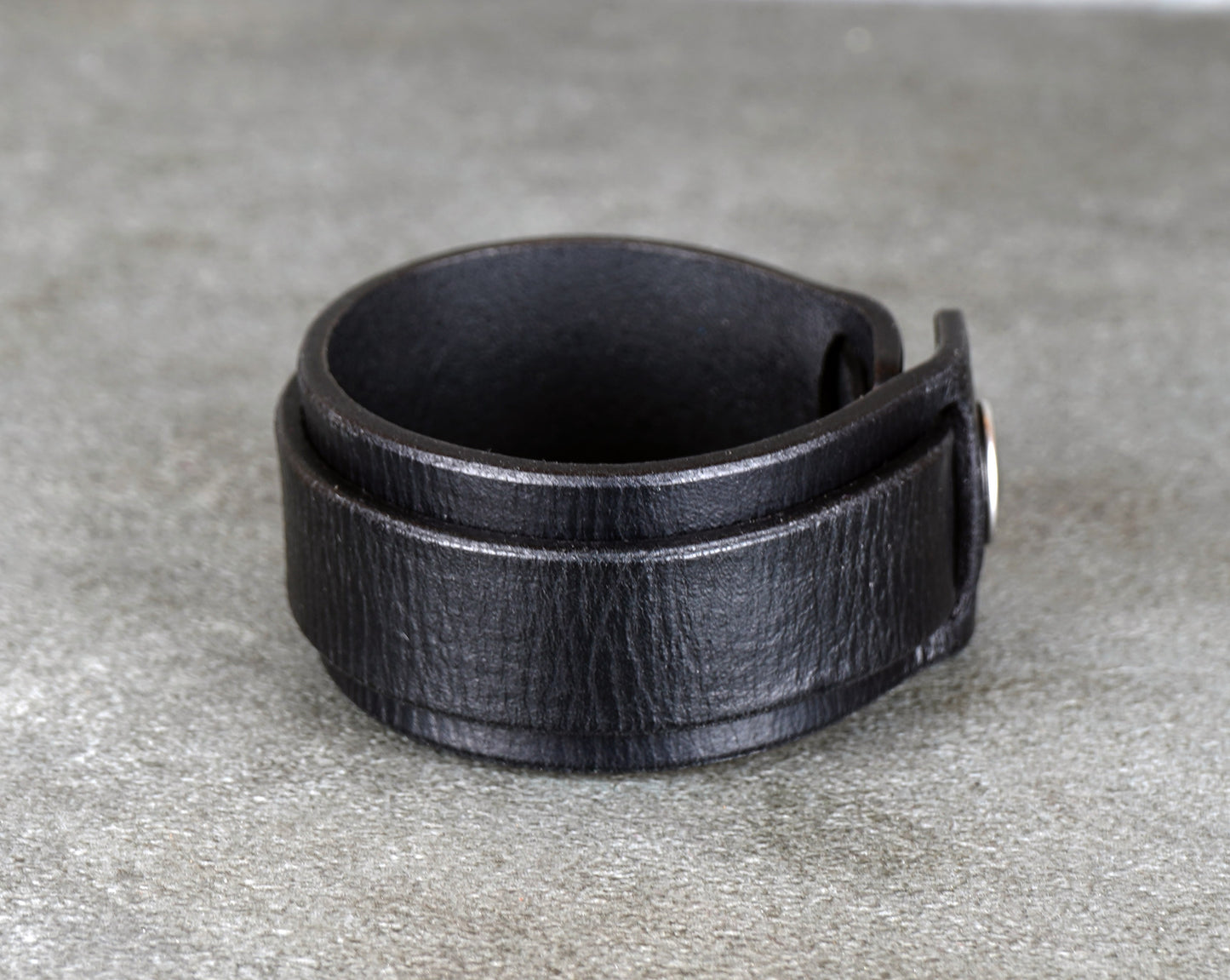 minimalist black leather cuff bracelet